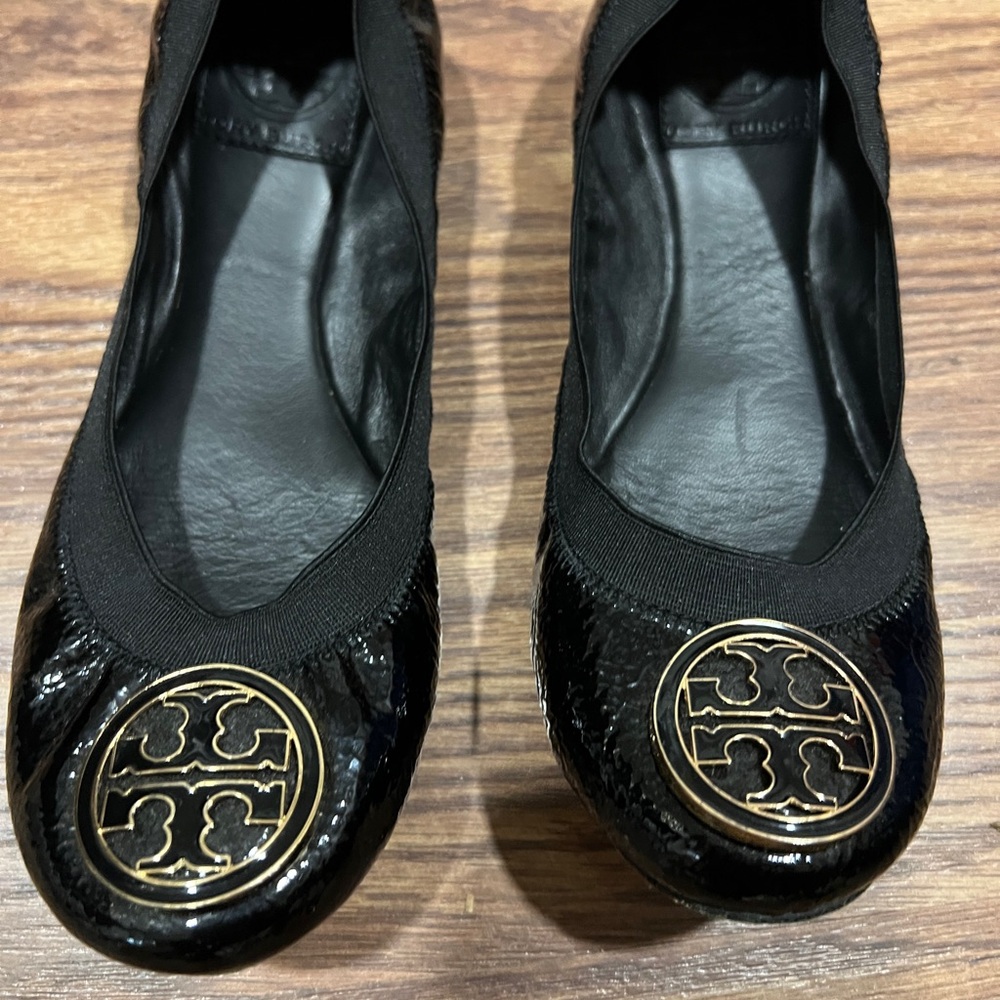 Tory Burch Black Patent Leather Flats